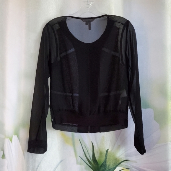 BCBG Mermaid Sequin Sheer Zip Front Bomber Jacket - Picture 6 of 9